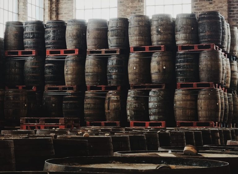 Warehouse Whisky casks aging 768x560